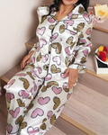 Conjunto de Pijama Feminino de Cetim Estampado - Le Belle