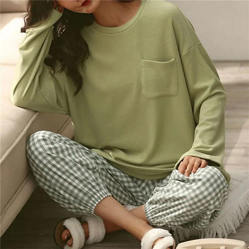 Conjunto de Pijama Feminino Xadrez - Le Belle